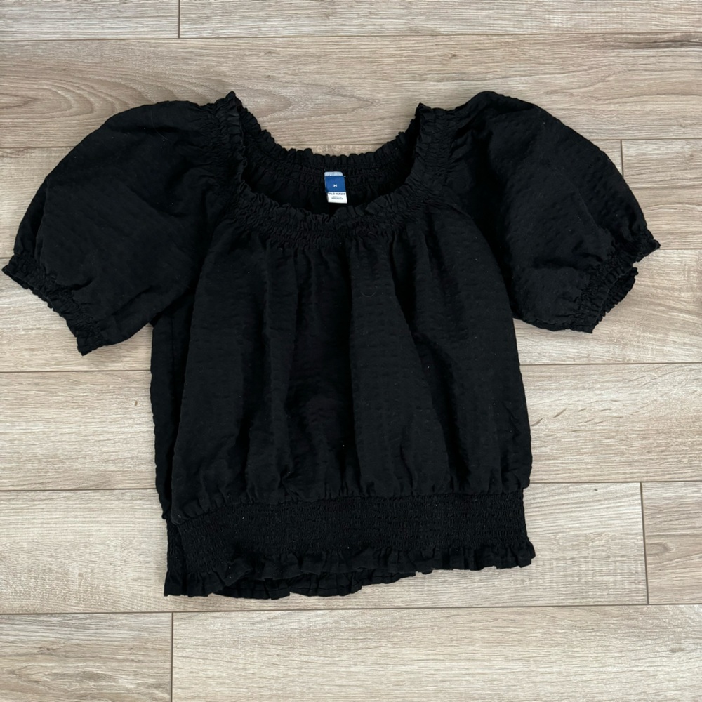 Black Puff Sleeve Top